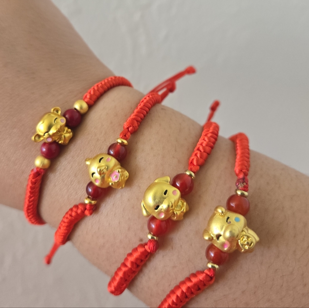 🍒🍒 Red and Gold Chinese Zodiac Lucky Charm Bracelet